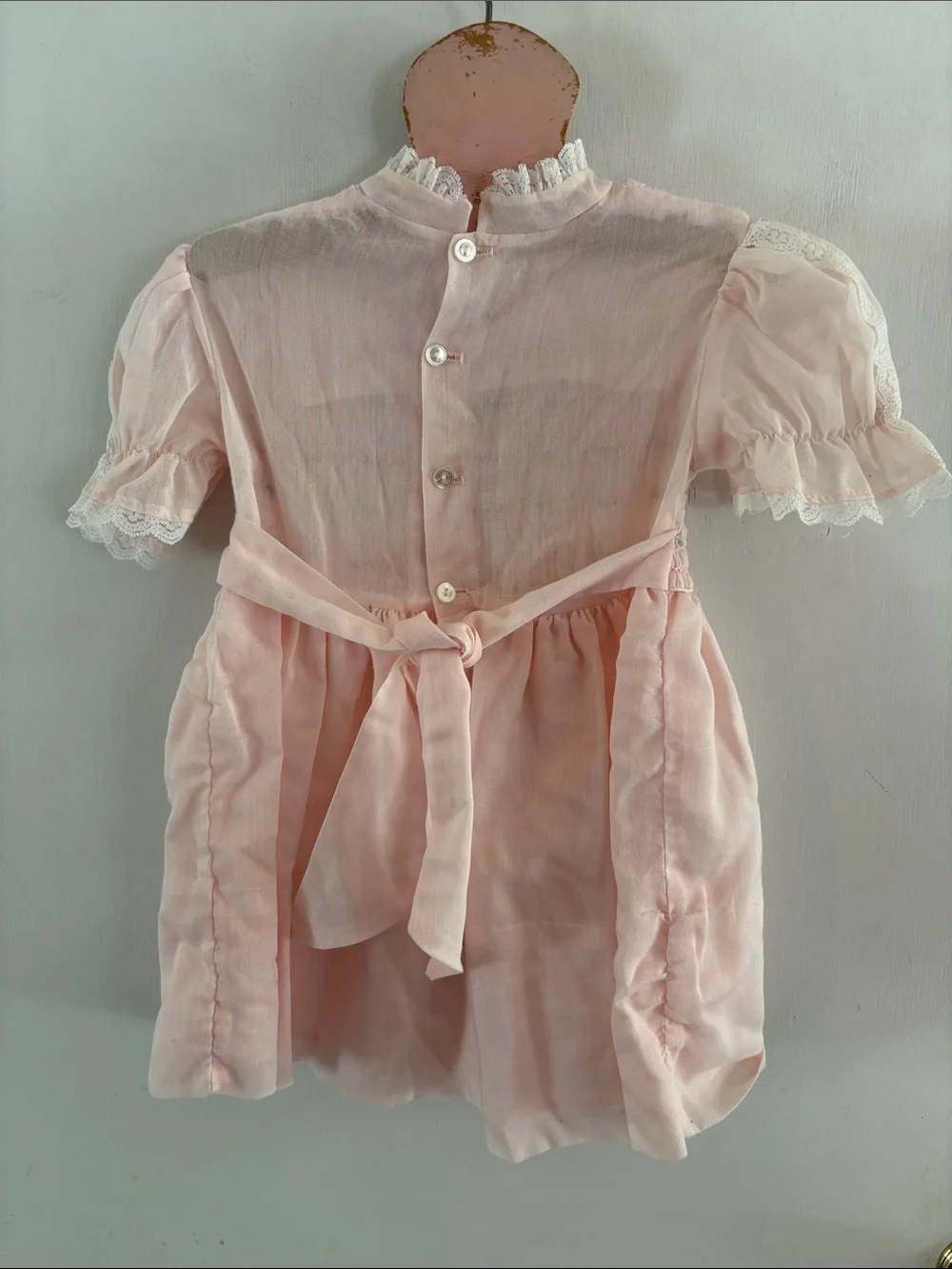 Polly Flinders Vintage pink hand-smocked embroidered dress Size 5